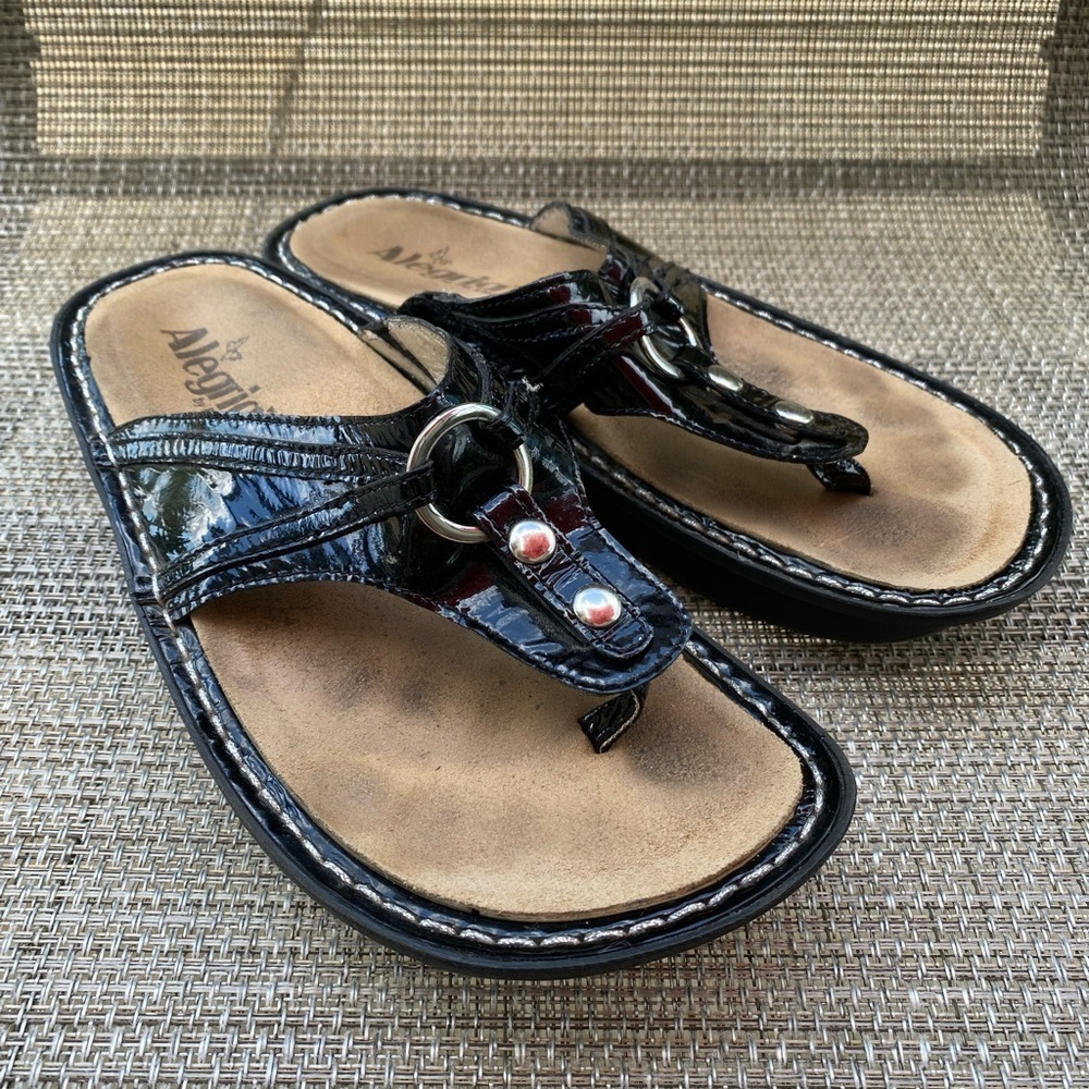 Alegria Black Leather Sandals Size 37